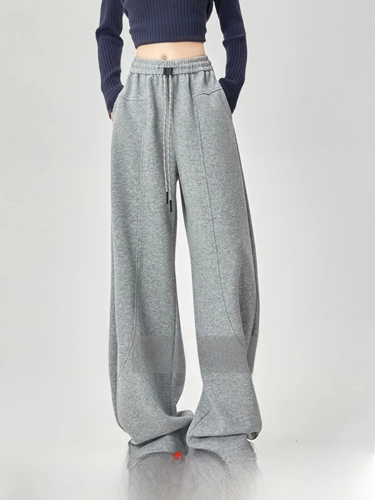 Gray Wide Leg Pants Women's Extra Long Drapey Fleece Lined Sports Treetop Pants High Waist Straight Tube Casual Trousers
Gray Wide Leg Pants Women's Extra Long Drapey Fleece Lined Sports Treetop Pants High Waist Straight Tube Casual Trousers