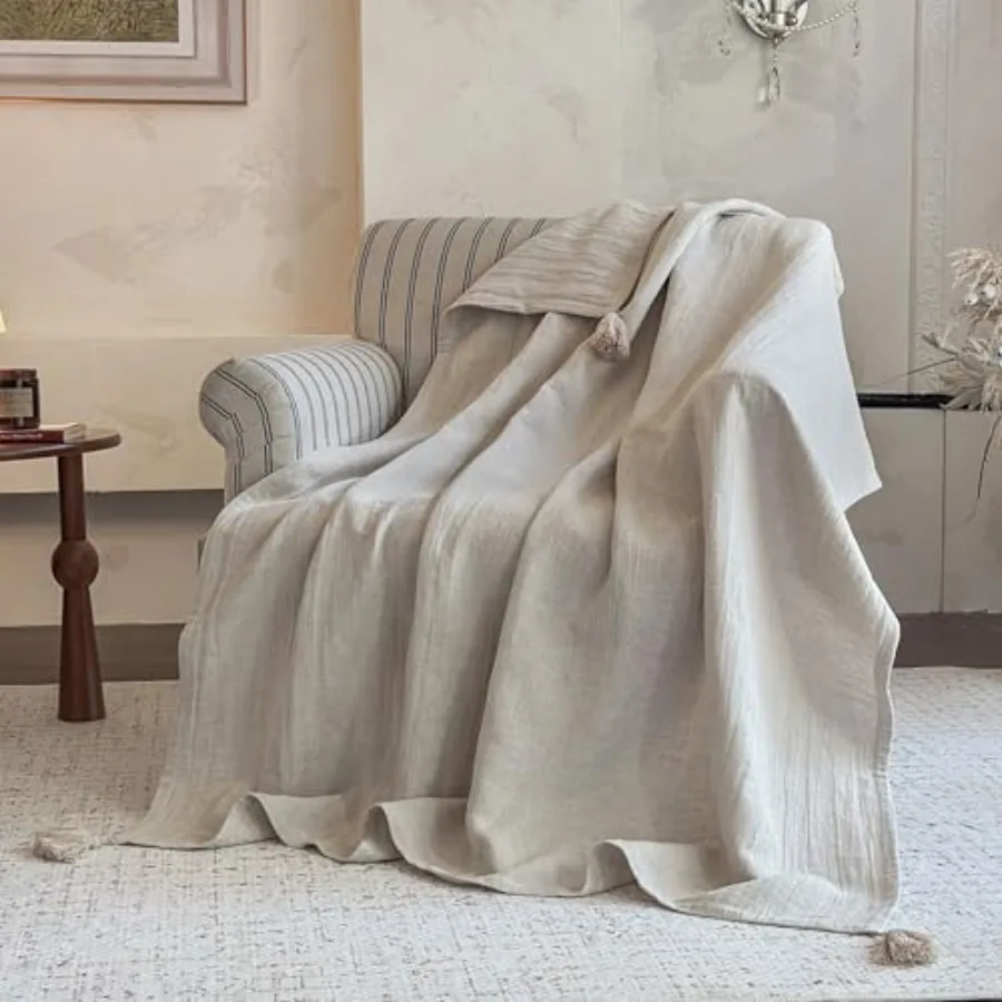 Cotton Throw Blanket with Tassels, Double-Layer Knit Flax Blend Blanket Super Soft Lightweight Breathable Decorative Farmhouse
Cotton Throw Blanket with Tassels, Double-Layer Knit Flax Blend Blanket Super Soft Lightweight Breathable Decorative Farmhouse