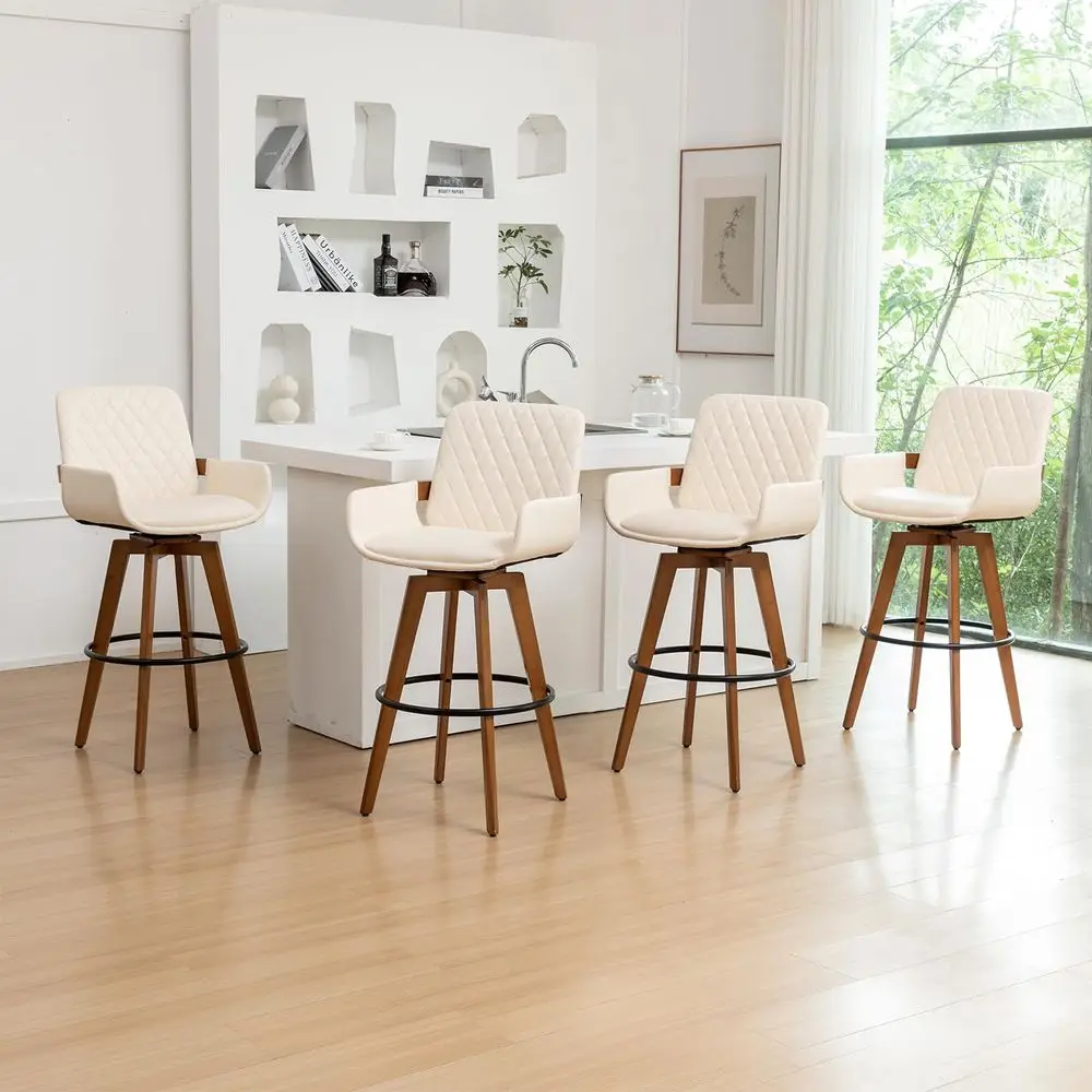 Height Bar Stools Set of 4, 30 Inch Mid Century Modern Barstools Upholstered PU Leather Swivel Bar Stools with Arms and Back fo
Height Bar Stools Set of 4, 30 Inch Mid Century Modern Barstools Upholstered PU Leather Swivel Bar Stools with Arms and Back fo