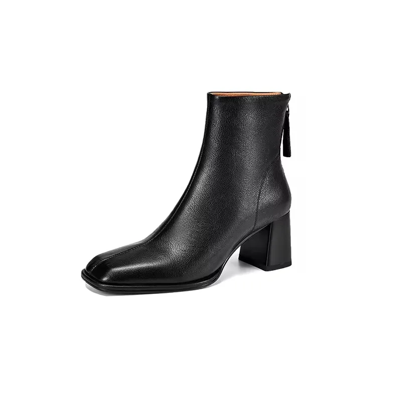 High Quality Genuine Leather Ankle Boots Square Toe Zipper Chunky High Heels Autumn Black Boots Big Size 34-42 Shoes for Women
High Quality Genuine Leather Ankle Boots Square Toe Zipper Chunky High Heels Autumn Black Boots Big Size 34-42 Shoes for Women