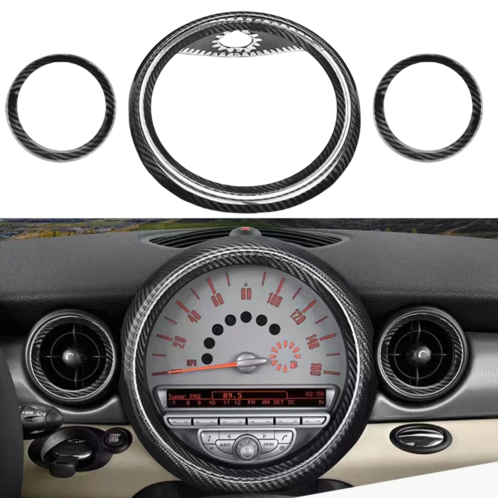 For Mini Cooper ONE JCW S R54 R55 R56 R57 R58 R59 Carbon Fiber Car Interior Dashboard Center Console Speedometer Cover Ring Trim
For Mini Cooper ONE JCW S R54 R55 R56 R57 R58 R59 Carbon Fiber Car Interior Dashboard Center Console Speedometer Cover Ring Trim