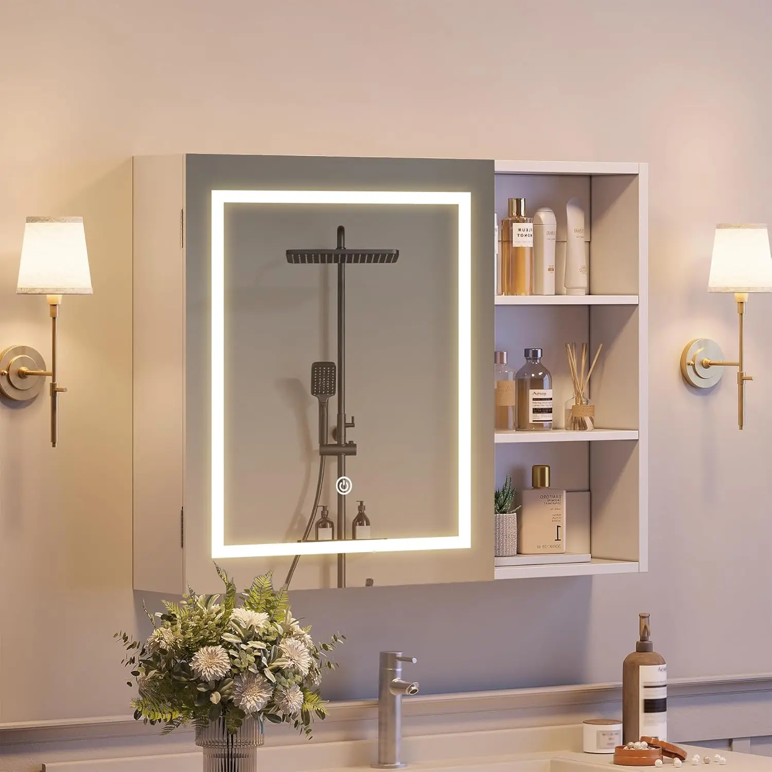 32" W x 24" H Bathroom Wall Mounted Medicine Storage Cabinet, Medicine Cabinet Mirror with Lights & Storage, Customized
32" W x 24" H Bathroom Wall Mounted Medicine Storage Cabinet, Medicine Cabinet Mirror with Lights & Storage, Customized