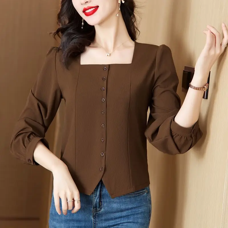 Elegant Square Collar Button Puff Sleeve Shirts Women's Clothing 2025 Spring New Loose All-match Tops Office Lady Blouses
Elegant Square Collar Button Puff Sleeve Shirts Women's Clothing 2025 Spring New Loose All-match Tops Office Lady Blouses