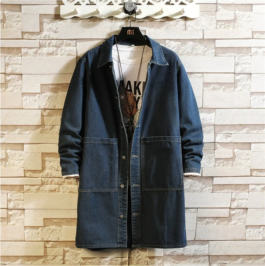 Fashion Denim Trench Coat 2026 Men's Spring Autumn Mid-length Jean Jacket Casual Windbreaker Loose Coats Large Size 5XL
Fashion Denim Trench Coat 2026 Men's Spring Autumn Mid-length Jean Jacket Casual Windbreaker Loose Coats Large Size 5XL