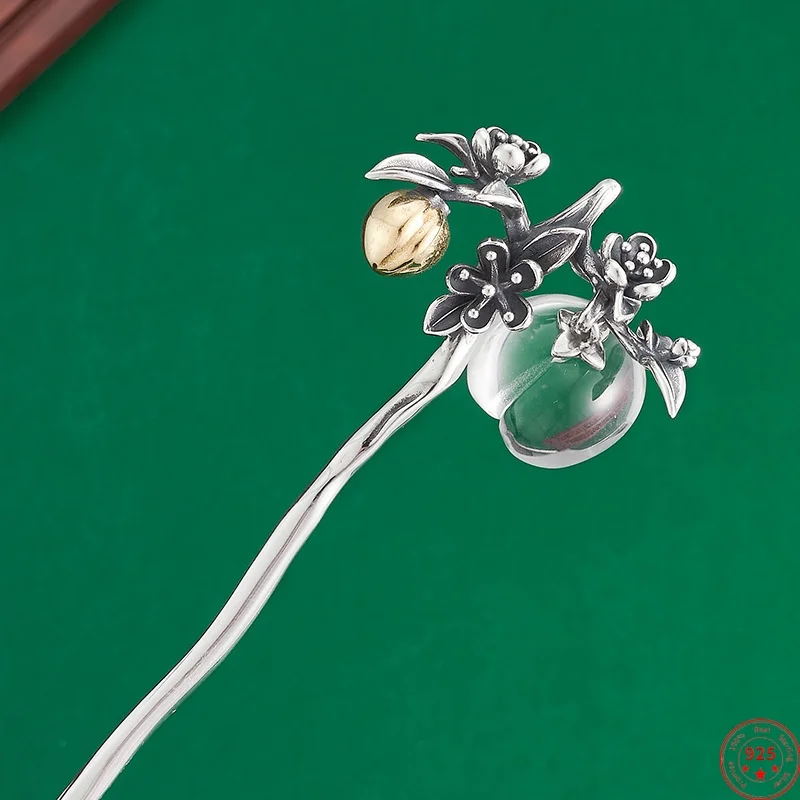 S925 Sterling Silver Hair Sticks for Women White Crystal Peach blossom Hair Forks Hairpin Headdress Hairwear Jewelry Wholesale
S925 Sterling Silver Hair Sticks for Women White Crystal Peach blossom Hair Forks Hairpin Headdress Hairwear Jewelry Wholesale
