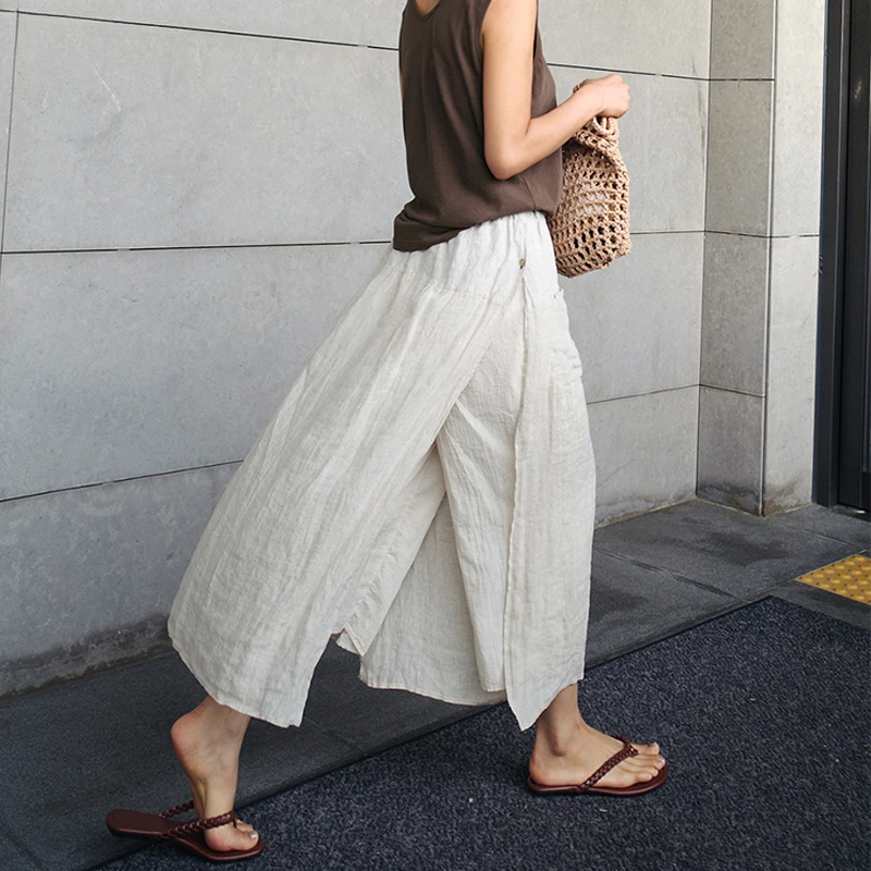 Literary and Retro Elegant Nine-point Culottes Thin Fake Two Loose Cotton Linen Thin Slit Wide Leg Straight Leg Pants Women
Literary and Retro Elegant Nine-point Culottes Thin Fake Two Loose Cotton Linen Thin Slit Wide Leg Straight Leg Pants Women