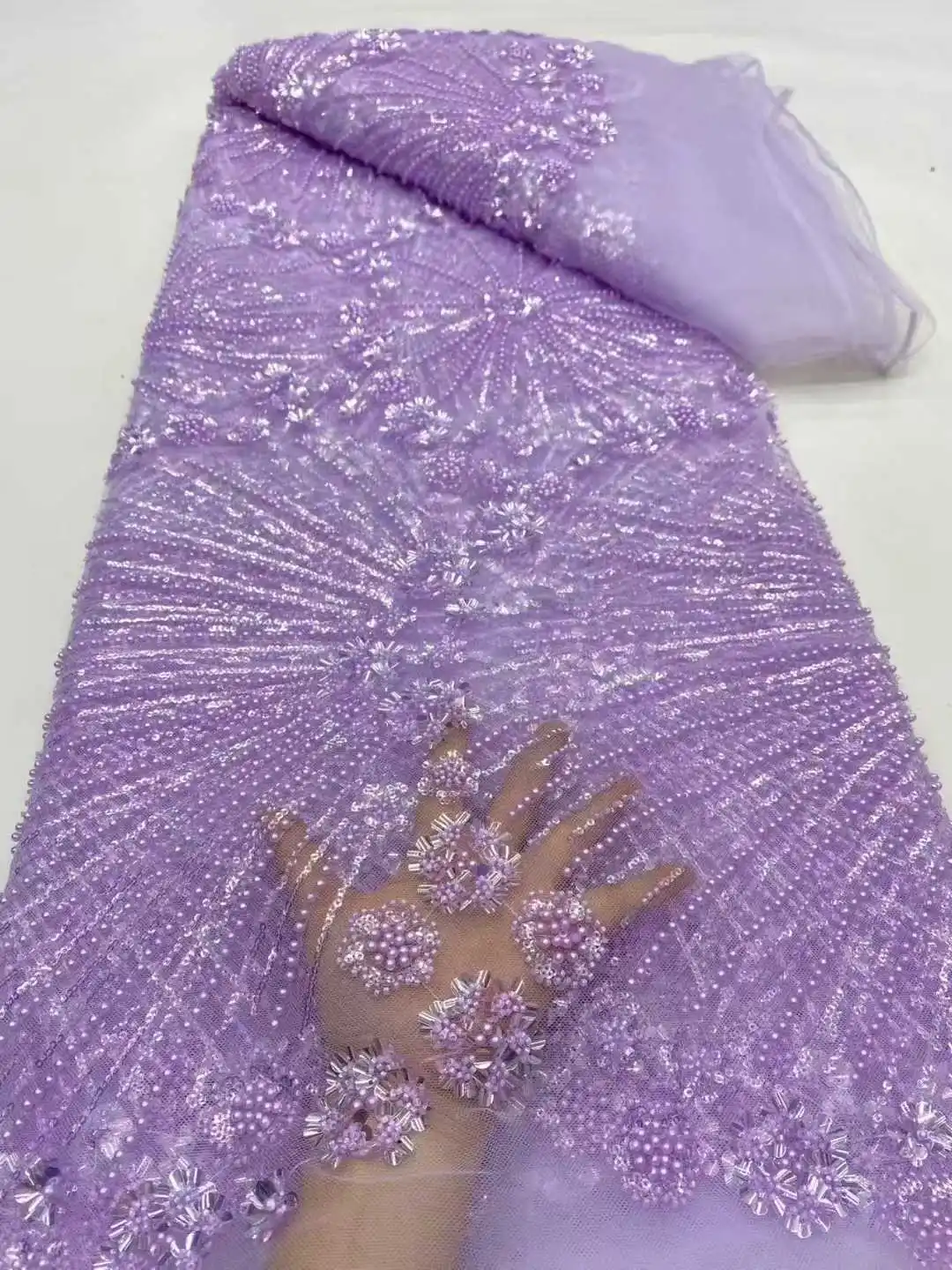 African Beaded Lace Fabric French Tulle Lace 2025 High Quality Lace French Sequins Beads Fabric For Women Wedding Dress
African Beaded Lace Fabric French Tulle Lace 2025 High Quality Lace French Sequins Beads Fabric For Women Wedding Dress