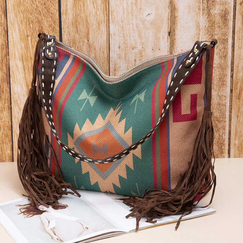 Vintage Canvas Women's Bag Hand Woven Tassel Handbag High-capacity Shoulder Bag Printed Tote Bag
Vintage Canvas Women's Bag Hand Woven Tassel Handbag High-capacity Shoulder Bag Printed Tote Bag