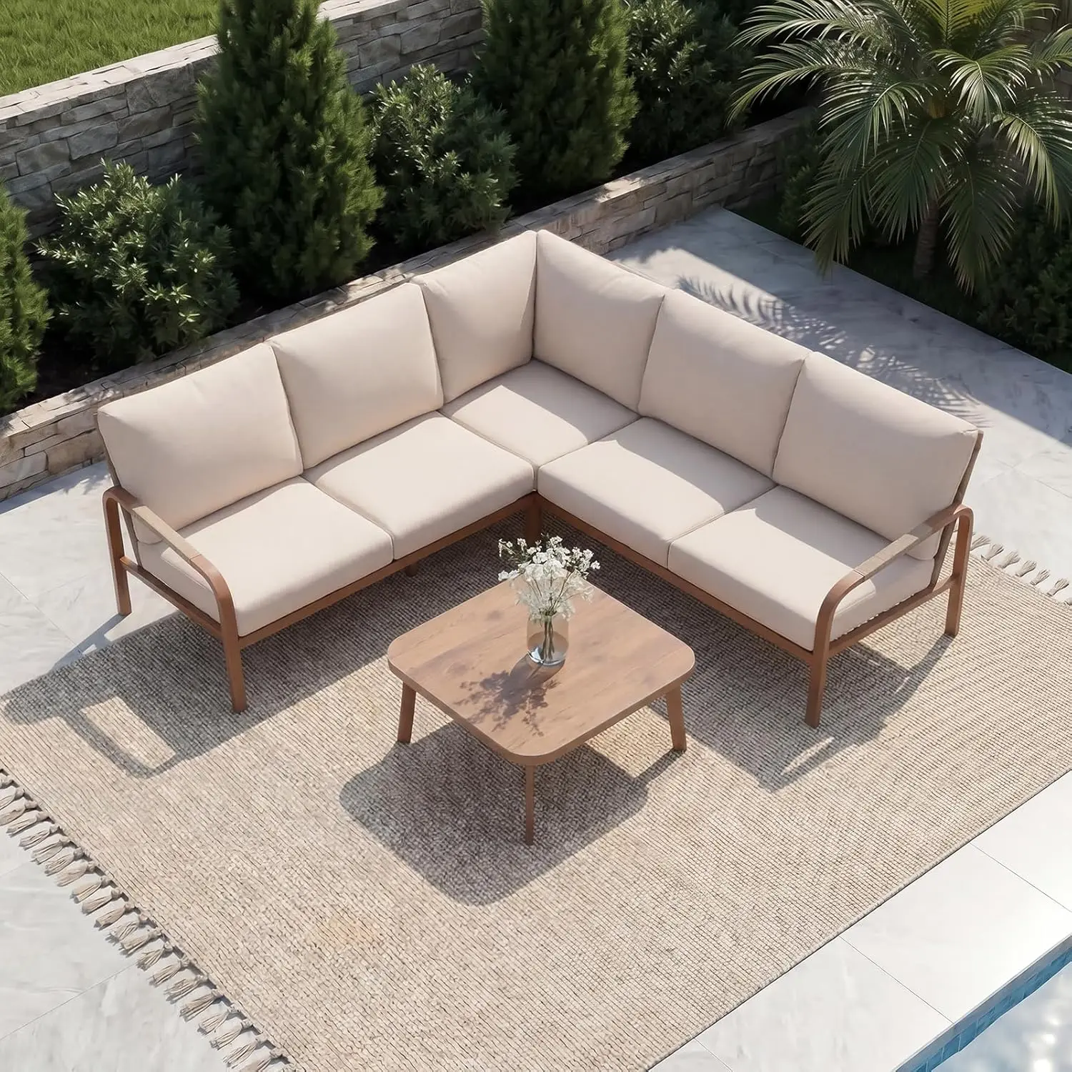 Aluminum Patio Furniture Set with Coffee Table, 4 Pieces Outdoor Couch Sectional, L Shaped Patio Sofa, Outdoor, Customized
Aluminum Patio Furniture Set with Coffee Table, 4 Pieces Outdoor Couch Sectional, L Shaped Patio Sofa, Outdoor, Customized