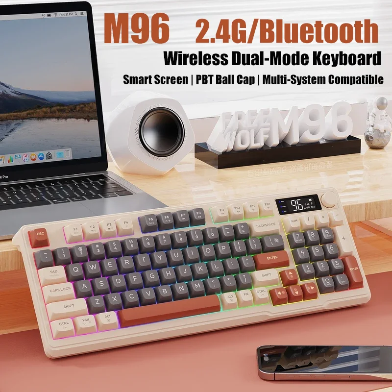 M96 Bluetooth Keyboard Wireless FREEWOLF Screen Gaming Keyboard,Electronic Screen, Multi-Device Connection,Ergonomics Gaming
M96 Bluetooth Keyboard Wireless FREEWOLF Screen Gaming Keyboard,Electronic Screen, Multi-Device Connection,Ergonomics Gaming