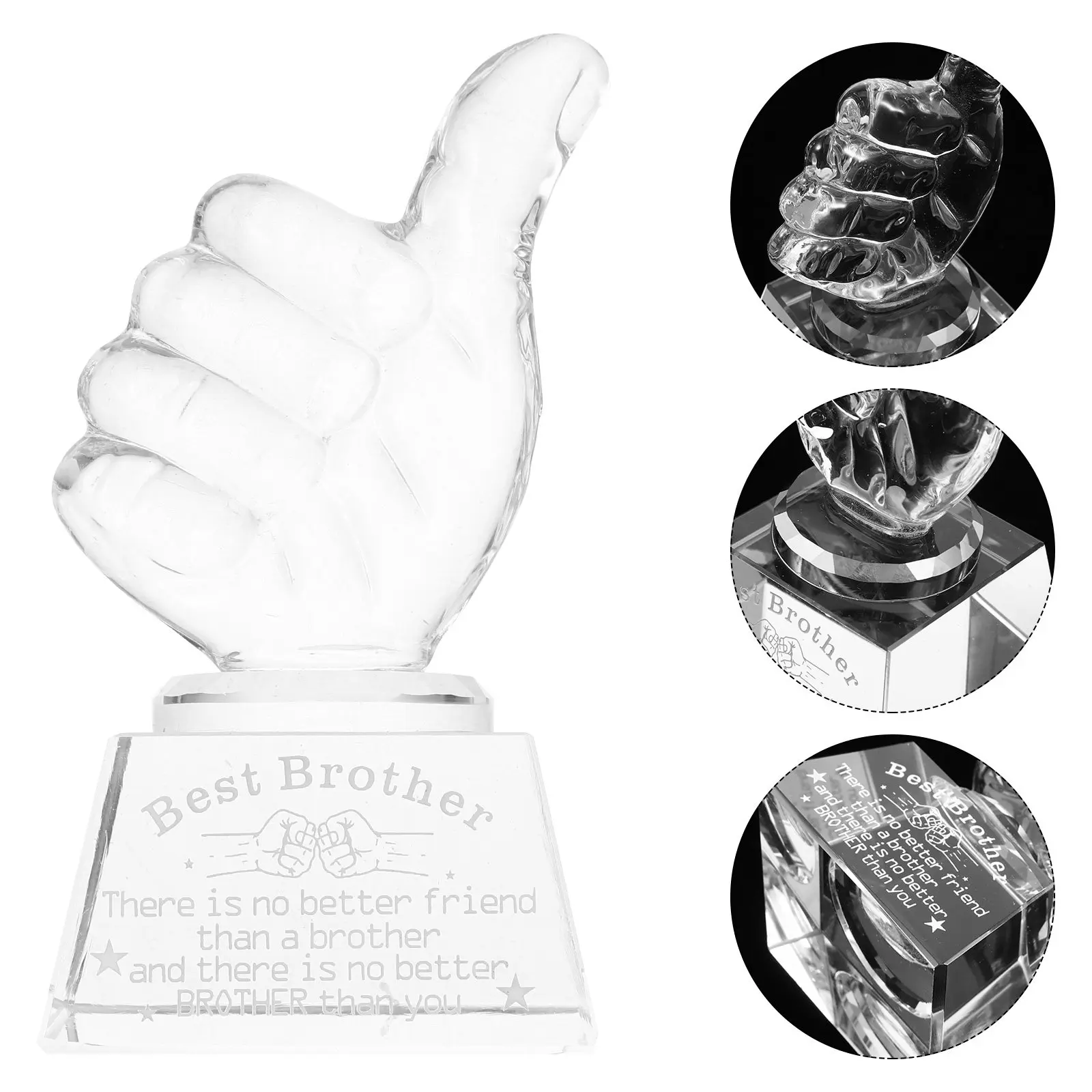 Clear Crystal Thumb Trophy Lightweight Compact Elegant Decorative Trophy for Desk Home Living Room Office Study Party Favor
Clear Crystal Thumb Trophy Lightweight Compact Elegant Decorative Trophy for Desk Home Living Room Office Study Party Favor