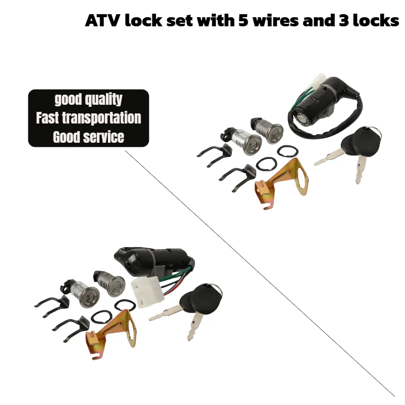 Heavy Duty ATV 5 Wires 3 Locks Ignition Lock Set Easy Installation Anti-theft Fit Quad ATV Go Kart Off-road Motorcycle
Heavy Duty ATV 5 Wires 3 Locks Ignition Lock Set Easy Installation Anti-theft Fit Quad ATV Go Kart Off-road Motorcycle