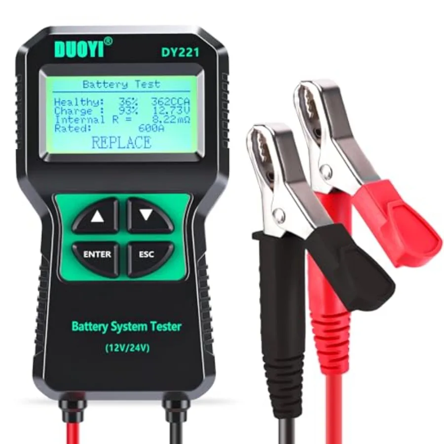 DY221 Car Battery Tester 12V 24V Digital Automotive Alternator Meter Diagnostic Tool with 1002000 CCA Load Capacity for Accurat
DY221 Car Battery Tester 12V 24V Digital Automotive Alternator Meter Diagnostic Tool with 1002000 CCA Load Capacity for Accurat