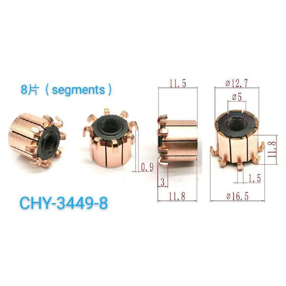 3PCS 12.7*5*11.8*8P Chy-3449-8 Is Suitable for Automotive Heating Motor Commutator, Slip Ring, Copper Head
3PCS 12.7*5*11.8*8P Chy-3449-8 Is Suitable for Automotive Heating Motor Commutator, Slip Ring, Copper Head