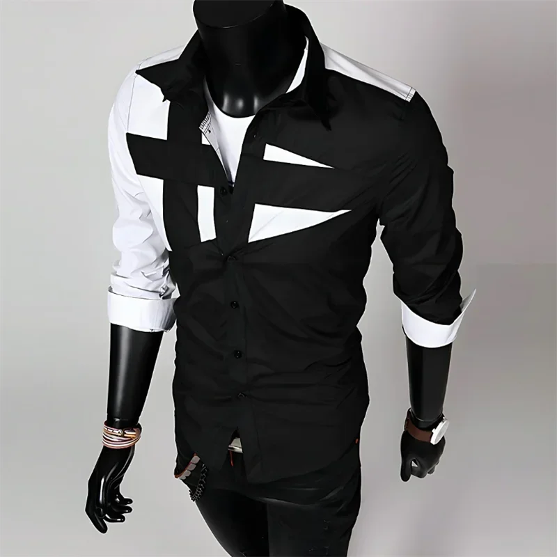 Fashionable men's luxury high-quality casual office formal T-shirt shirt splicing black and white colors with popular style tops
Fashionable men's luxury high-quality casual office formal T-shirt shirt splicing black and white colors with popular style tops
