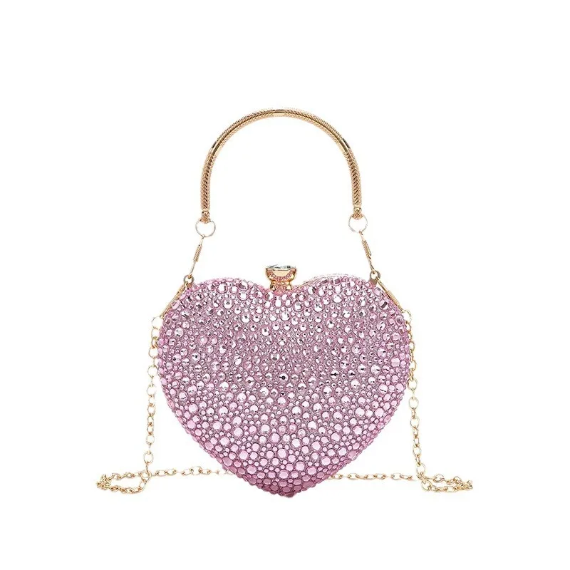 Nesitu Роскошный клатч в форме сердца с бриллиантами и кристаллами, кошелек с камнями, вечерняя свадебная вечеринка, сумка на плечо с ручкой, мини-сумочки со стразами