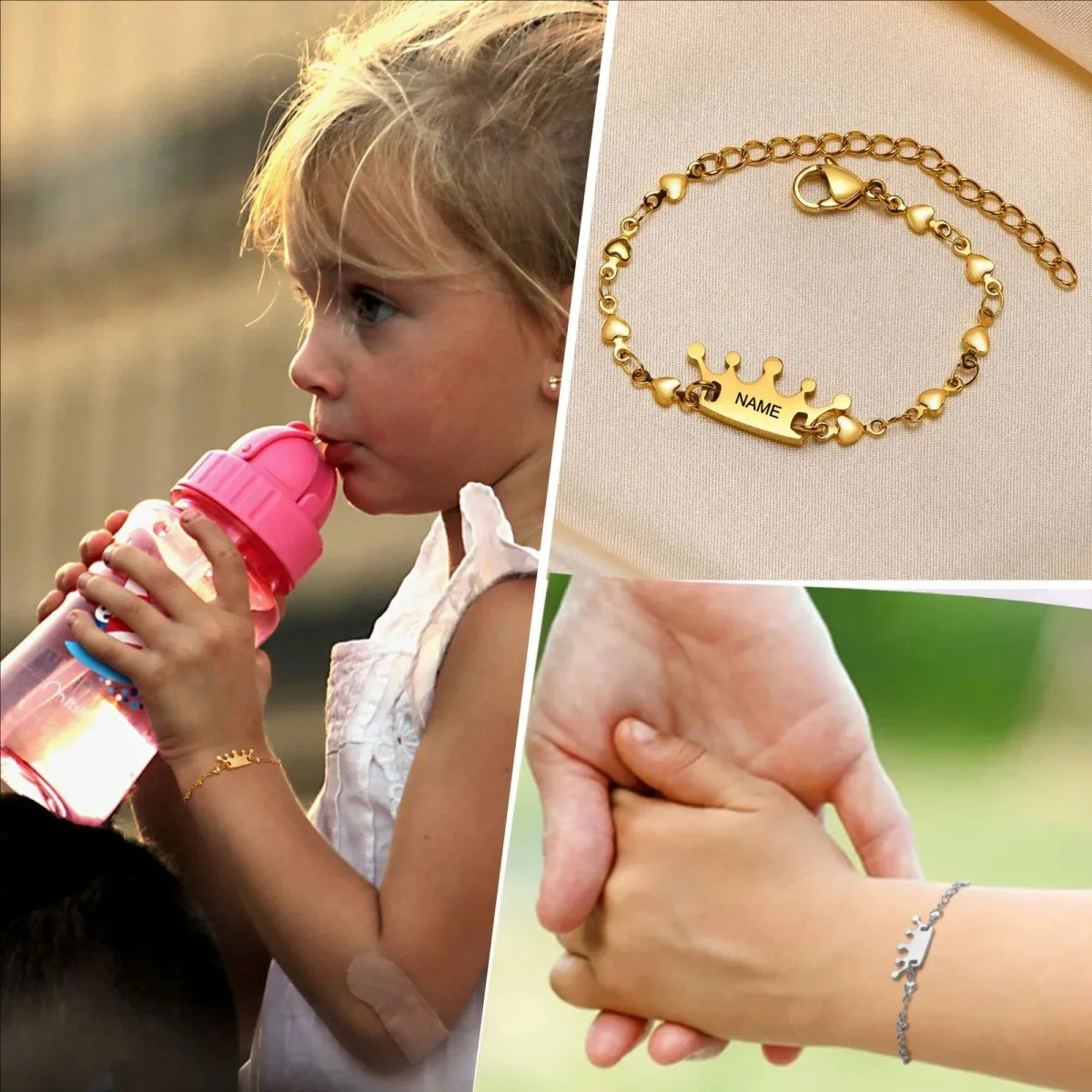 Qitian Customized Name Crown Bracelet For Little Boy Girl Personalized ID Bangle Stainless Steel Birthday Gift
Qitian Customized Name Crown Bracelet For Little Boy Girl Personalized ID Bangle Stainless Steel Birthday Gift