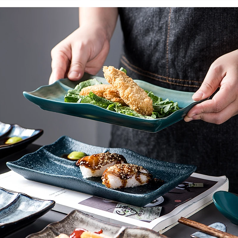 Rectangular Sushi Ceramic Tableware Household Special-shaped Main Course Dessert Kitchen Supplies
Rectangular Sushi Ceramic Tableware Household Special-shaped Main Course Dessert Kitchen Supplies