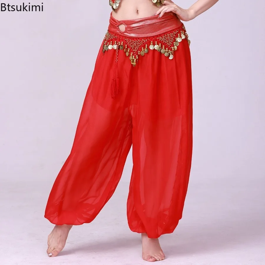 New Women's Chiffon Belly Dance Harem Pants Arabic Bellydance Pants Bloomers Trousers with Gold Trim Tassels Women Dancing Pants
New Women's Chiffon Belly Dance Harem Pants Arabic Bellydance Pants Bloomers Trousers with Gold Trim Tassels Women Dancing Pants