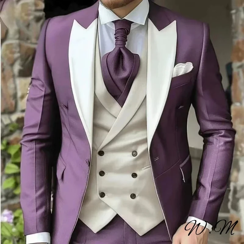 Men's 3-Piece Slim Fit Suit Set Tuxedo One-Button Blazer Vest Elastic Waist Pants Party Outfit Wedding Dress Men Prom Suit
Men's 3-Piece Slim Fit Suit Set Tuxedo One-Button Blazer Vest Elastic Waist Pants Party Outfit Wedding Dress Men Prom Suit