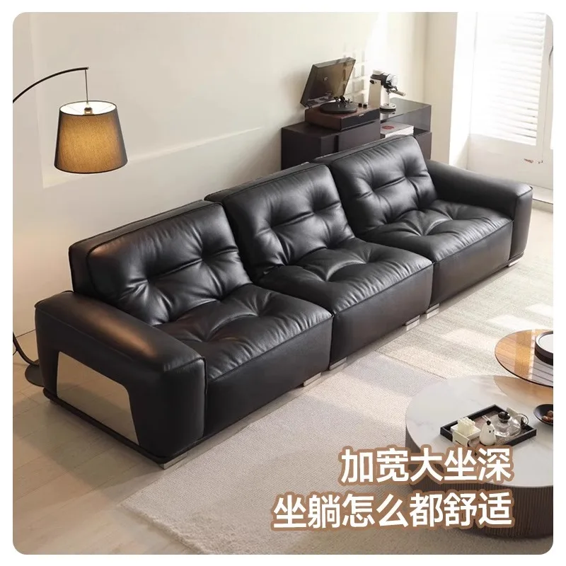 Leather sofa living room household small apartment straight row black leather sofa combination
Leather sofa living room household small apartment straight row black leather sofa combination