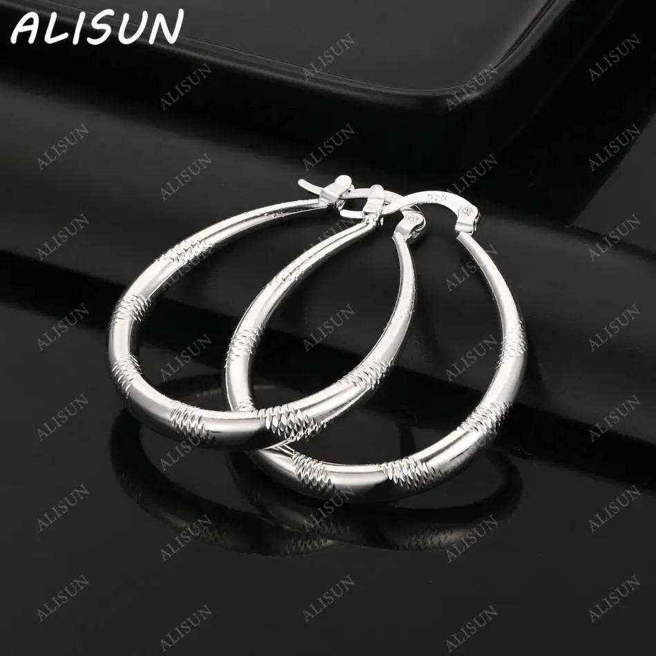ALISUN 925 Sterling Silver Texture Water Drop Hoop Earrings For Women Grace Jewelry Trend Fashionable Birthday Party Gifts
ALISUN 925 Sterling Silver Texture Water Drop Hoop Earrings For Women Grace Jewelry Trend Fashionable Birthday Party Gifts