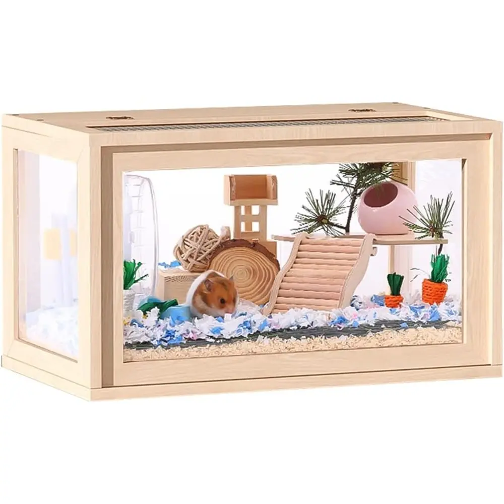 Large Wooden Enclosure for Hamsters, Reptiles, and Small Pets with Clear View for Observation
Large Wooden Enclosure for Hamsters, Reptiles, and Small Pets with Clear View for Observation