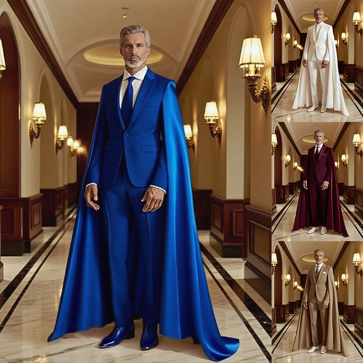 Men Wedding Suits With Cape 2 Pieces Groom Tuxedo Suits Formal Two Button Blazer Sets Customized Prom Show Costume
Men Wedding Suits With Cape 2 Pieces Groom Tuxedo Suits Formal Two Button Blazer Sets Customized Prom Show Costume
