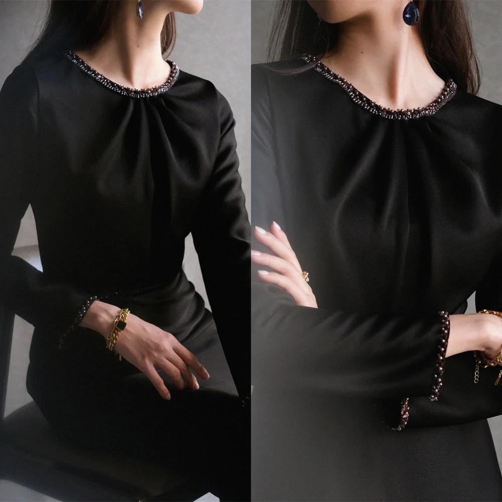 Customized Formal Black Homecoming Dresses Classic O-Neck Long Sleeves Evening Gowns High Quality Special Occasion Gowns
Customized Formal Black Homecoming Dresses Classic O-Neck Long Sleeves Evening Gowns High Quality Special Occasion Gowns