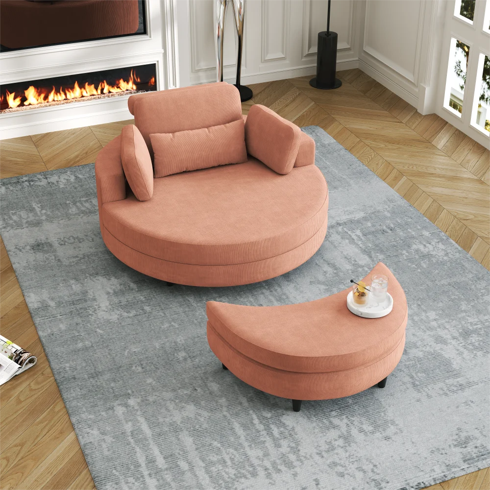 A 51-inch orange corduroy sofa with two throw pillows, a waist pillow and an extra tray is comfortable, Living Room Sofas
A 51-inch orange corduroy sofa with two throw pillows, a waist pillow and an extra tray is comfortable, Living Room Sofas