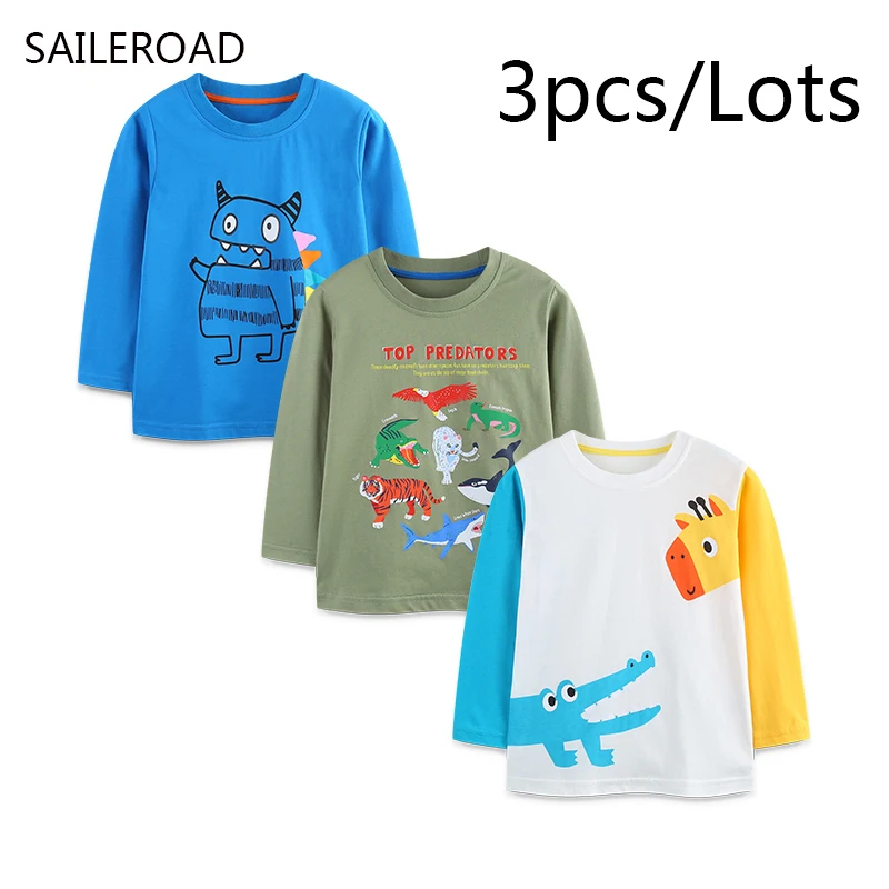 SAILEROAD, 3 шт., осень 2025, футболка для маленьких мальчиков, топы, детская одежда, корейская детская одежда, хлопковые футболки с рисунком крокодила
SAILEROAD, 3 шт., осень 2025, футболка для маленьких мальчиков, топы, детская одежда, корейская детская одежда, хлопковые футболки с рисунком крокодила