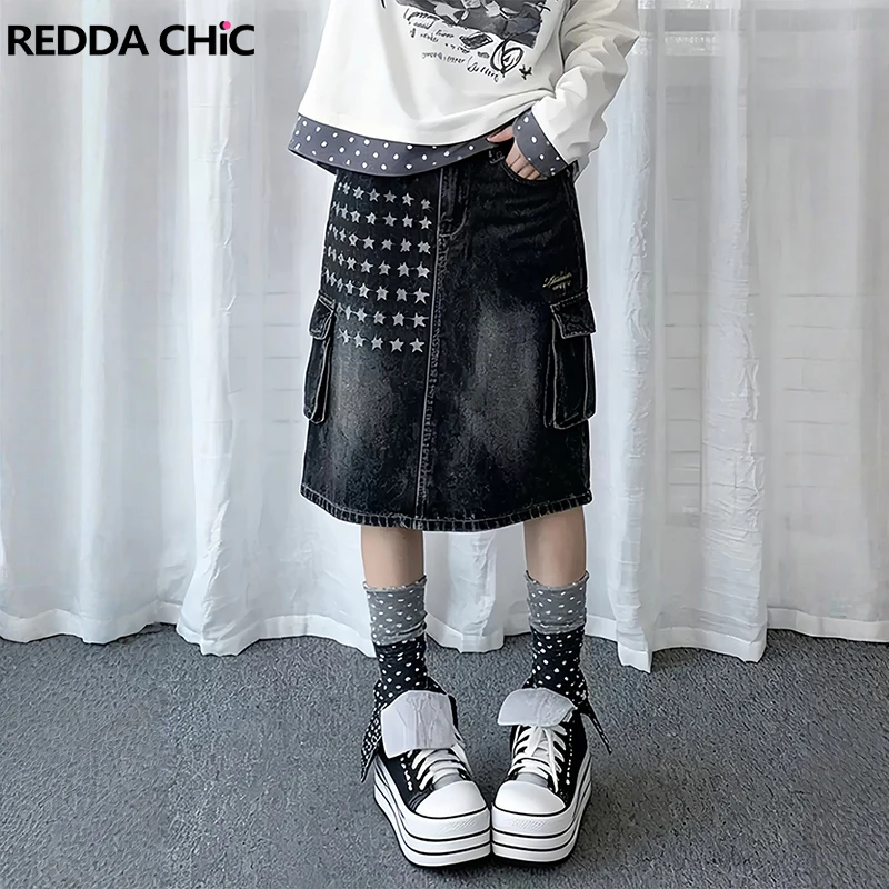 REDDACHiC Star Print Long Jean Skirt Women Y2K Retro Low Waist Distressed A-line Multi-pocket Denim Cargo Skirt Grunge Clothes
REDDACHiC Star Print Long Jean Skirt Women Y2K Retro Low Waist Distressed A-line Multi-pocket Denim Cargo Skirt Grunge Clothes