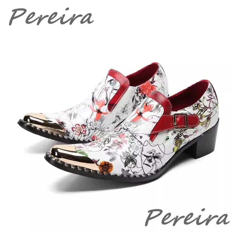 Luxury Metal Pointed Toe Men Shoes British Style Genuine Leather Prints High Heels Fashion Party Wedding Business Casual Shoes
Luxury Metal Pointed Toe Men Shoes British Style Genuine Leather Prints High Heels Fashion Party Wedding Business Casual Shoes