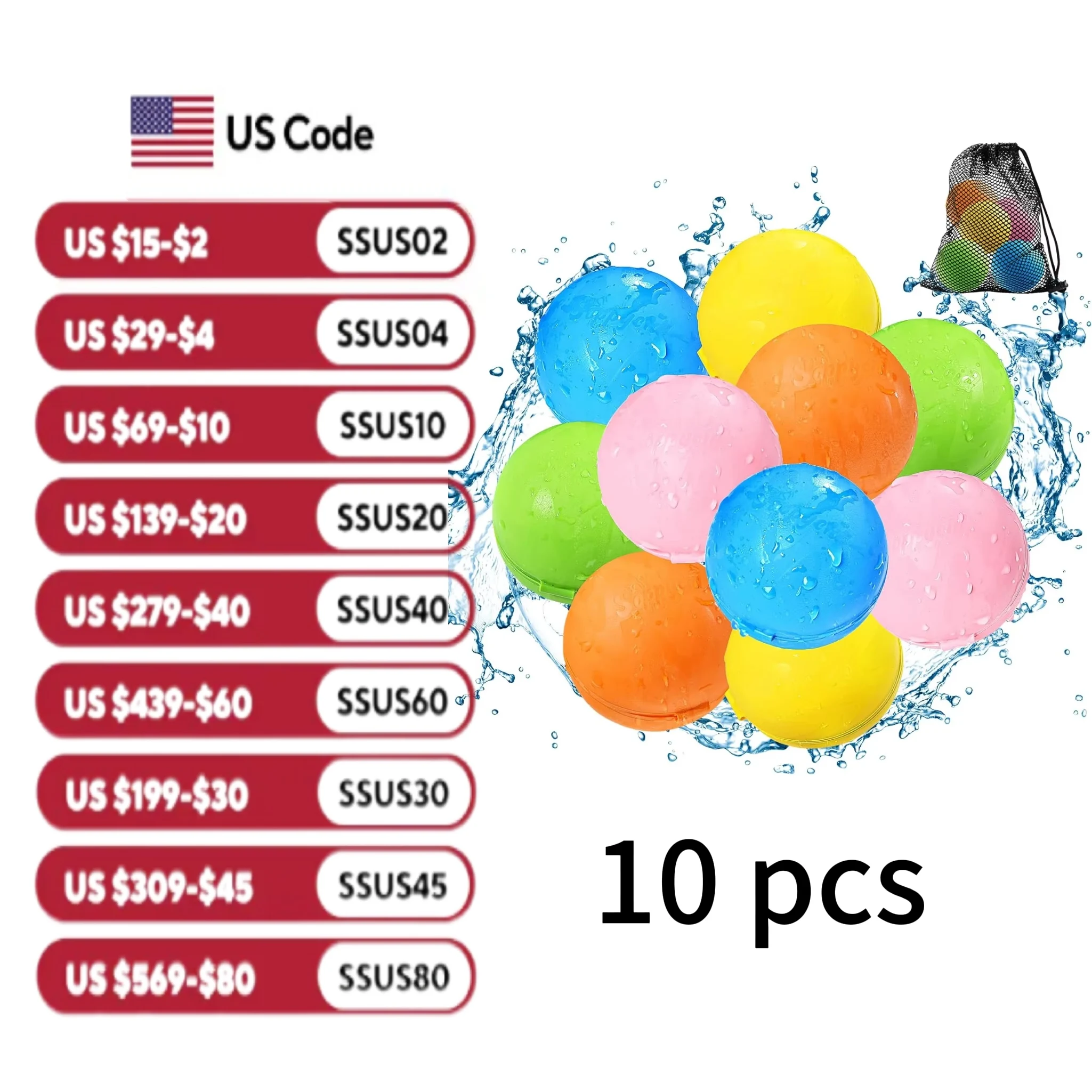 10 Pcs Magnetic Reusable Water Balloons – Leak-Proof Pool & Beach Toys for Kids 3-12, Durable Outdoor Splash Games
10 Pcs Magnetic Reusable Water Balloons – Leak-Proof Pool & Beach Toys for Kids 3-12, Durable Outdoor Splash Games