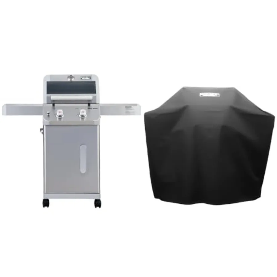 2-Burner Stainless Steel Liquid Propane Gas Grill, Two Foldable Shelves Patio Garden Barbecue Grill, Knob Control,with BBQ Cover
2-Burner Stainless Steel Liquid Propane Gas Grill, Two Foldable Shelves Patio Garden Barbecue Grill, Knob Control,with BBQ Cover