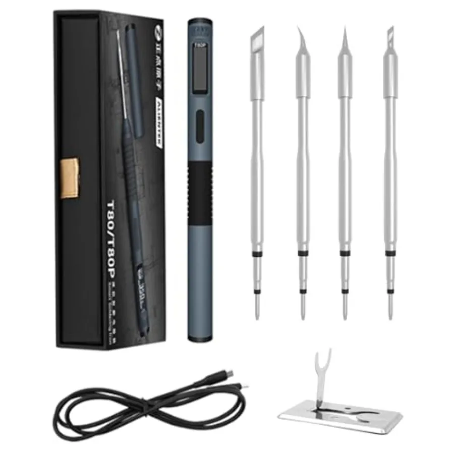T80P 100W Intelligent Electric Soldering Iron Kit Portable Constant Temperature for Industrial maintenance Includes 4 Type Tip
T80P 100W Intelligent Electric Soldering Iron Kit Portable Constant Temperature for Industrial maintenance Includes 4 Type Tip