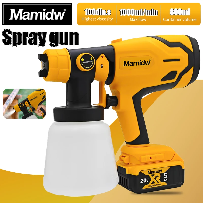 800ML Electric Spray Gun High Power Cordless Paint Sprayer HVLP Auto Furniture Steel Coating Airbrush For Dewalt 20v Battery
800ML Electric Spray Gun High Power Cordless Paint Sprayer HVLP Auto Furniture Steel Coating Airbrush For Dewalt 20v Battery