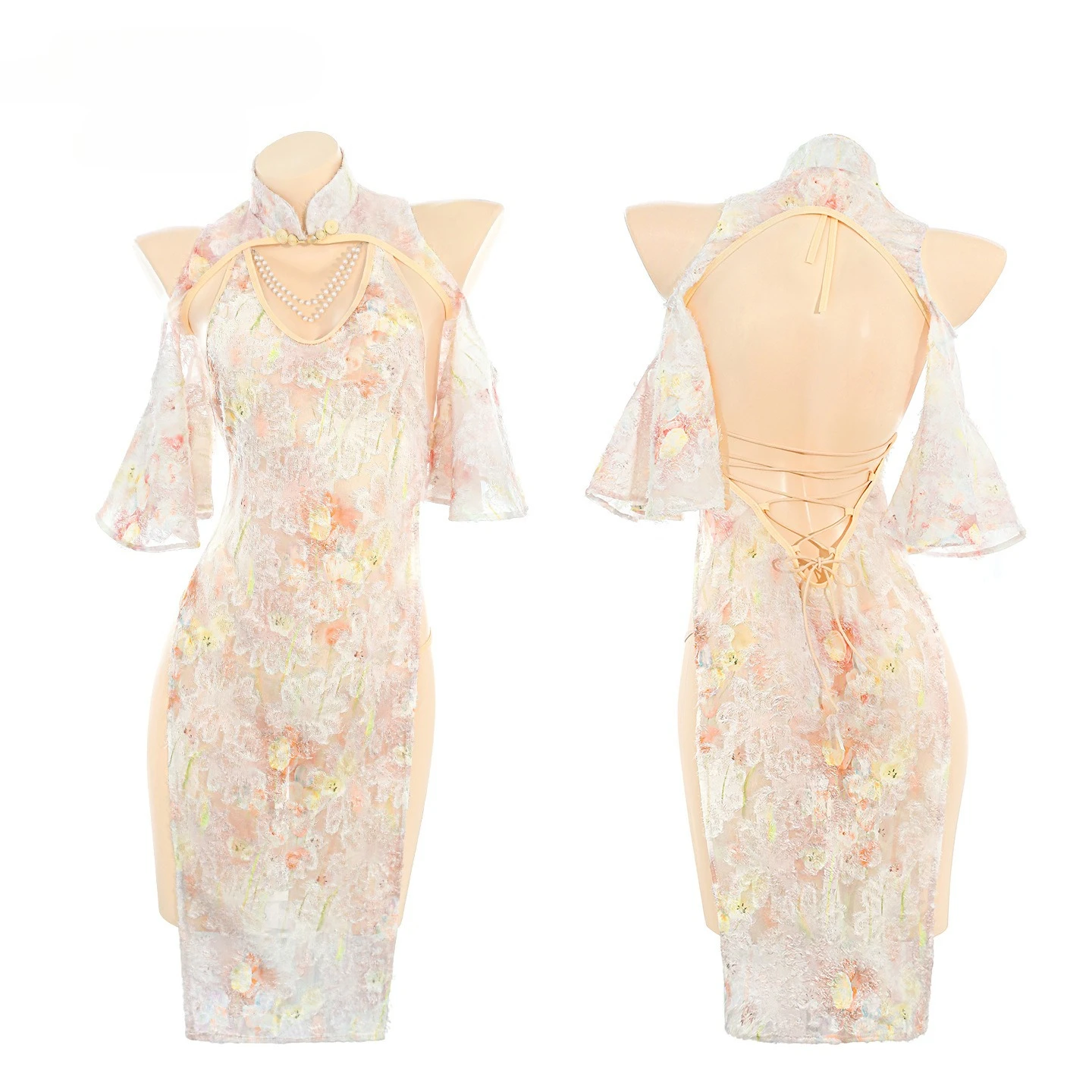 Chinese Style Sexy Lingerie Cheongsam Dress Pure Desire Pearl Backless Retro Traditional Qipao Skirt Exotic Costumes Nightdress
Chinese Style Sexy Lingerie Cheongsam Dress Pure Desire Pearl Backless Retro Traditional Qipao Skirt Exotic Costumes Nightdress