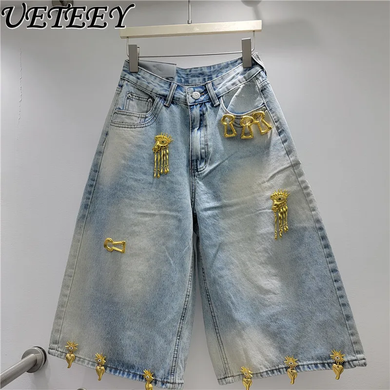 Fashion Metal Buckle Wide-leg Cropped Baggy Jeans Women's 2026 Summer New High Waist Straight-leg Medium Denim Pants Shorts
Fashion Metal Buckle Wide-leg Cropped Baggy Jeans Women's 2026 Summer New High Waist Straight-leg Medium Denim Pants Shorts