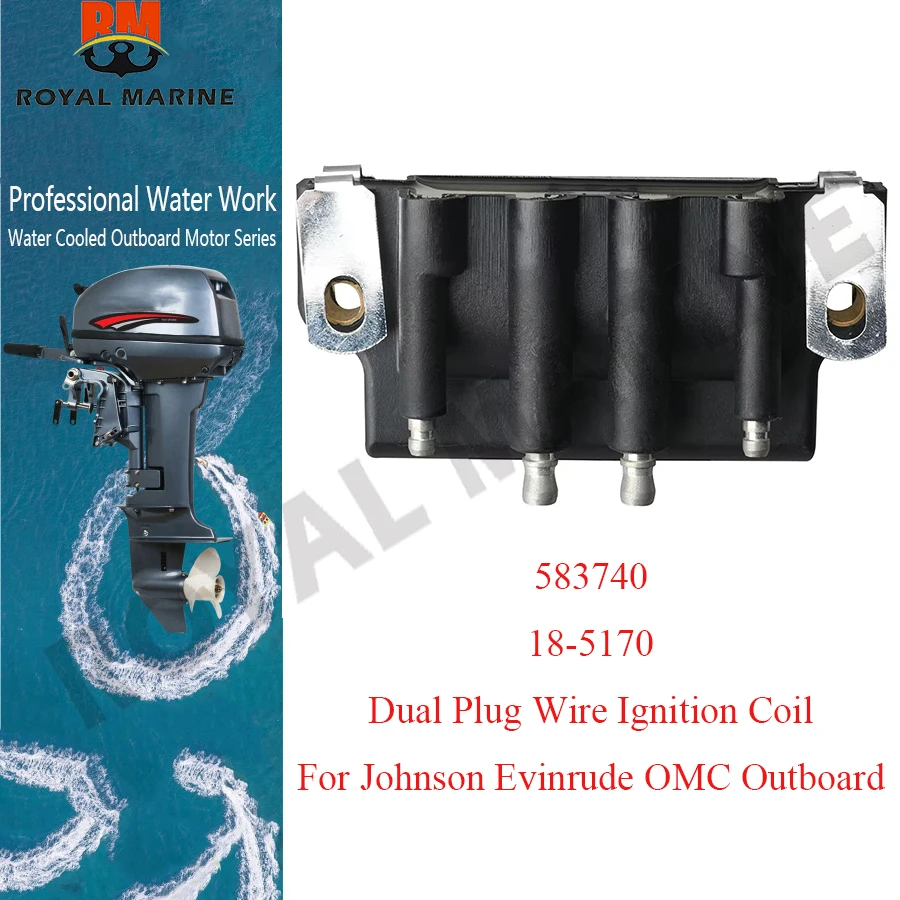 583740 18-5170 Boat Dual Plug Wire Ignition Coil For Johnson Evinrude OMC Outboard Motor 1987-1999 2HP-175HP
583740 18-5170 Boat Dual Plug Wire Ignition Coil For Johnson Evinrude OMC Outboard Motor 1987-1999 2HP-175HP