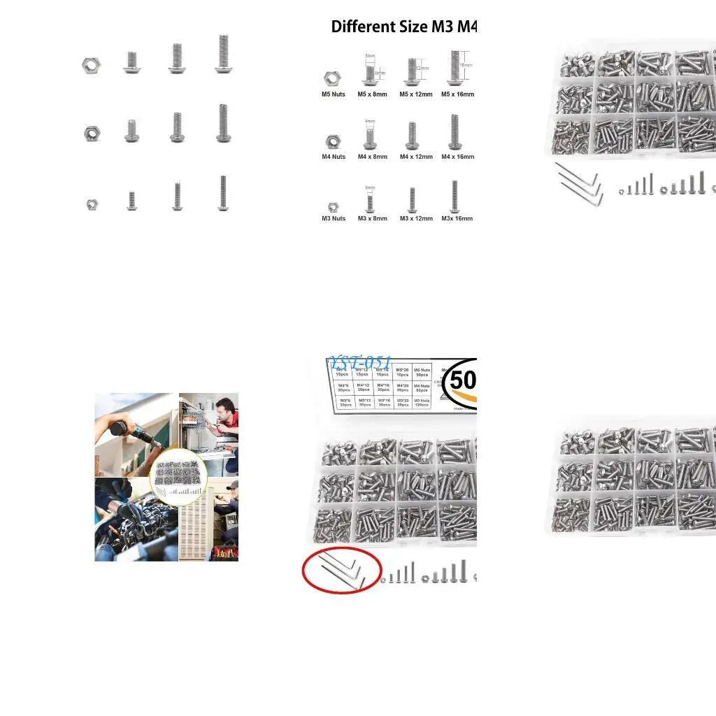 E15A 500Pcs 4mm Hexagon Head Bolt and Nut Stainless Steels Small Metrical Screws Cylinders Screws Rustproof Hardware
E15A 500Pcs 4mm Hexagon Head Bolt and Nut Stainless Steels Small Metrical Screws Cylinders Screws Rustproof Hardware