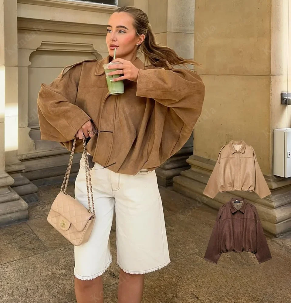 KONDALA-Women Fall Casual Bomber Jacket Suede Loose Zipper Jacket 2025 Fashion Vintage Autumn Winter Elegant Lady Jacket
KONDALA-Women Fall Casual Bomber Jacket Suede Loose Zipper Jacket 2025 Fashion Vintage Autumn Winter Elegant Lady Jacket