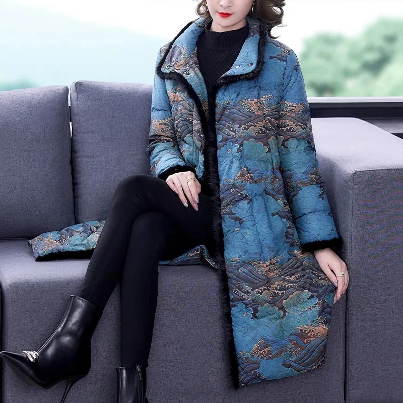 High-end Retro Printed Down Cotton Coat Women Fashion Clothing 2022 Winter New Parkas Fur Collar Loose Large Size Padded jacket
High-end Retro Printed Down Cotton Coat Women Fashion Clothing 2022 Winter New Parkas Fur Collar Loose Large Size Padded jacket