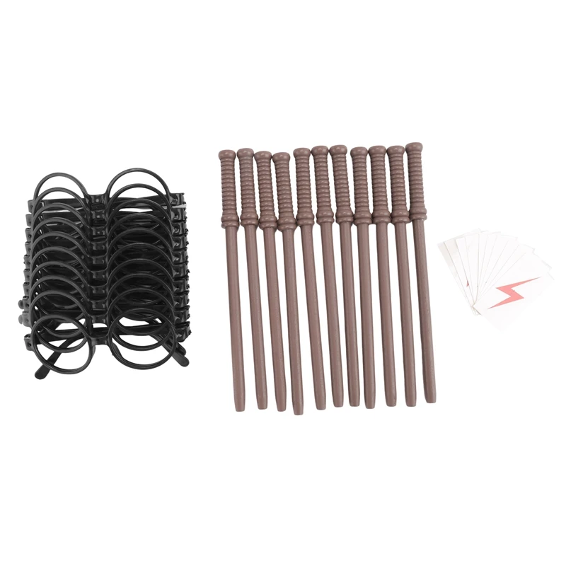 30 Pcs Wand Pencils Bolt Tattoos Stickers Costume Glasses With Round Frame Party Supplies Set Wizard Wand
30 Pcs Wand Pencils Bolt Tattoos Stickers Costume Glasses With Round Frame Party Supplies Set Wizard Wand