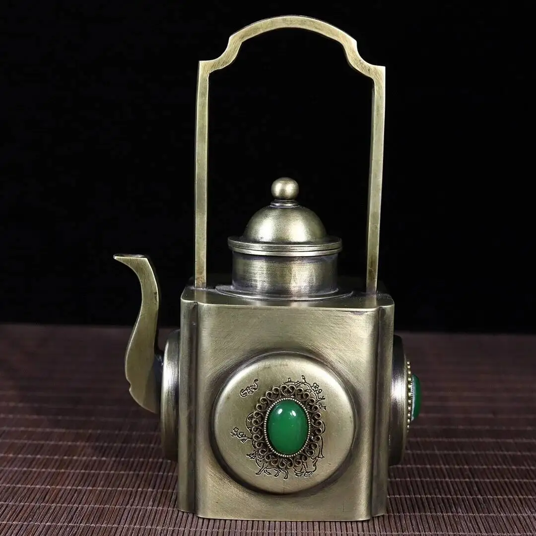 Chinese Vintage Collection White Copper Teapot With Gemstones And Lifting Lever
Chinese Vintage Collection White Copper Teapot With Gemstones And Lifting Lever