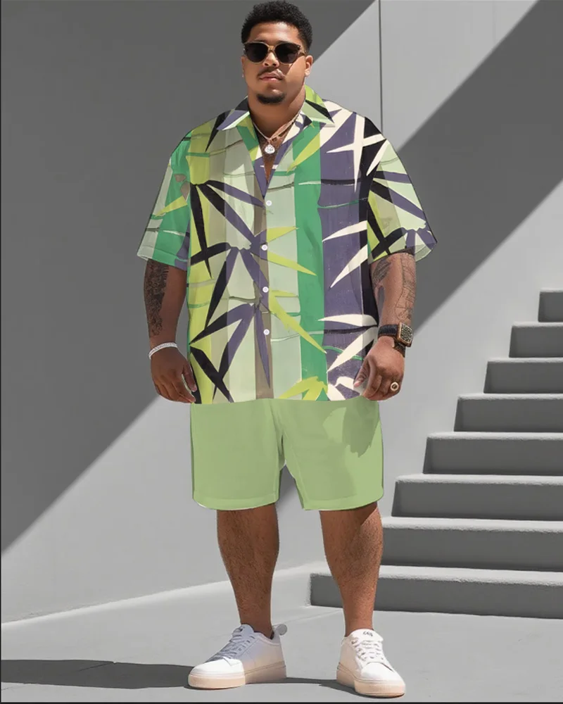 S-9XL Men's Plus Size Bamboo Print Short Sleeve Shirt & Shorts 2-Piece Set Asian Style Loose Fit Summer 
S-9XL Men's Plus Size Bamboo Print Short Sleeve Shirt & Shorts 2-Piece Set Asian Style Loose Fit Summer