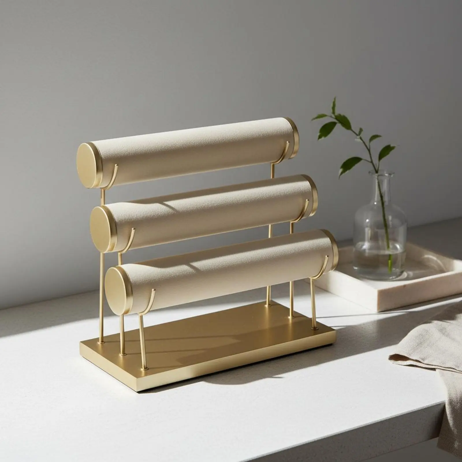 3 Tier Necklace Display Stand Tabletop Velvet Jewelry Rack T-Shaped Jewelry Stand Gold Tone Bracelet Holder Easy to Assemble
3 Tier Necklace Display Stand Tabletop Velvet Jewelry Rack T-Shaped Jewelry Stand Gold Tone Bracelet Holder Easy to Assemble
