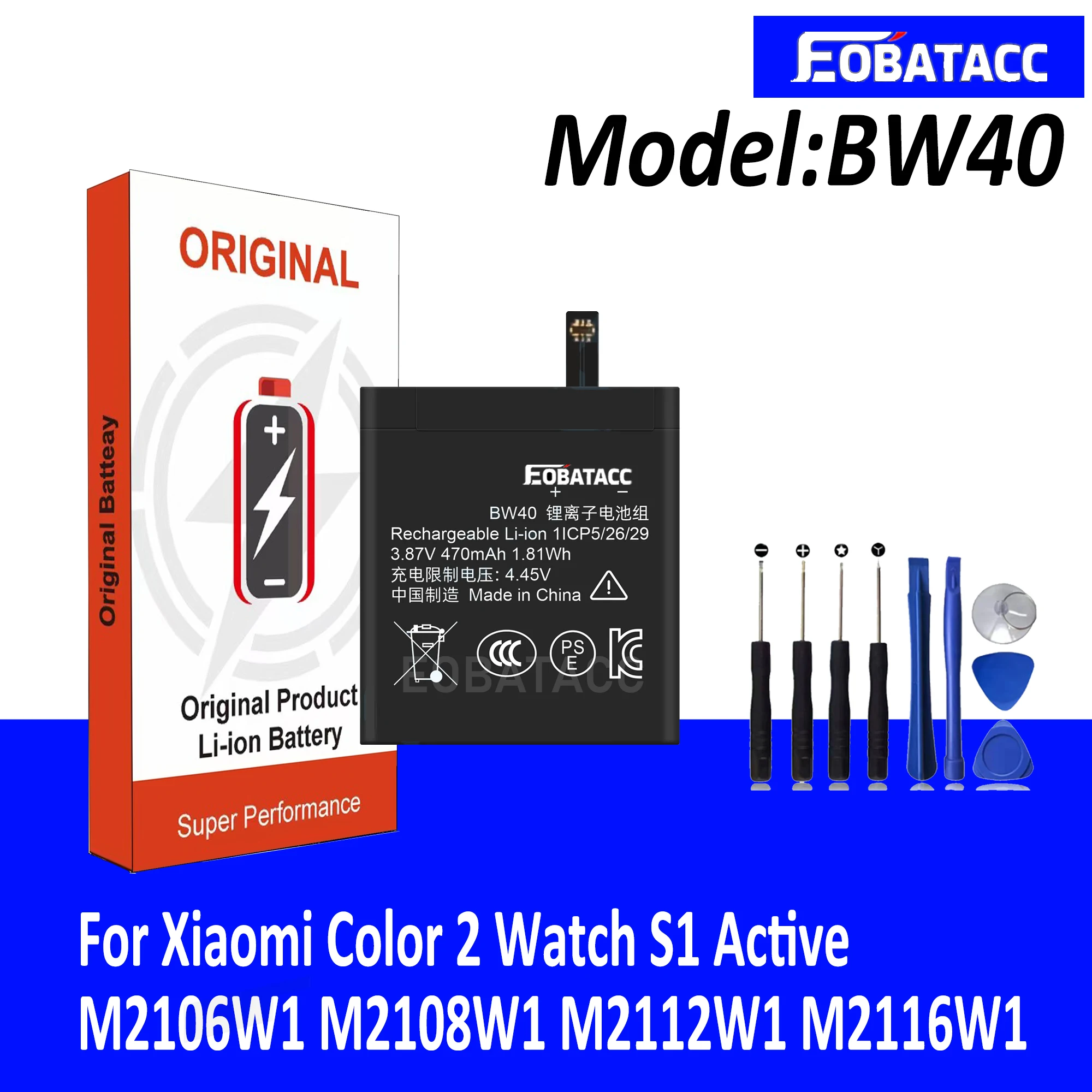 470mAh BW40 BW40-S1 Battery For Xiaomi Color 2 Color2 Watch S1 Active M2106W1 M2108W1 M2112W1 M2116W1 Smart Watch battery
470mAh BW40 BW40-S1 Battery For Xiaomi Color 2 Color2 Watch S1 Active M2106W1 M2108W1 M2112W1 M2116W1 Smart Watch battery