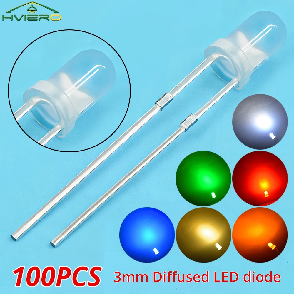 100PCS 3mm Round Head lamp Diffusing 2-pin LED Diode Bulb Clear Lens Lighting Decoration advertisement placard atmosphere Neon
100PCS 3mm Round Head lamp Diffusing 2-pin LED Diode Bulb Clear Lens Lighting Decoration advertisement placard atmosphere Neon