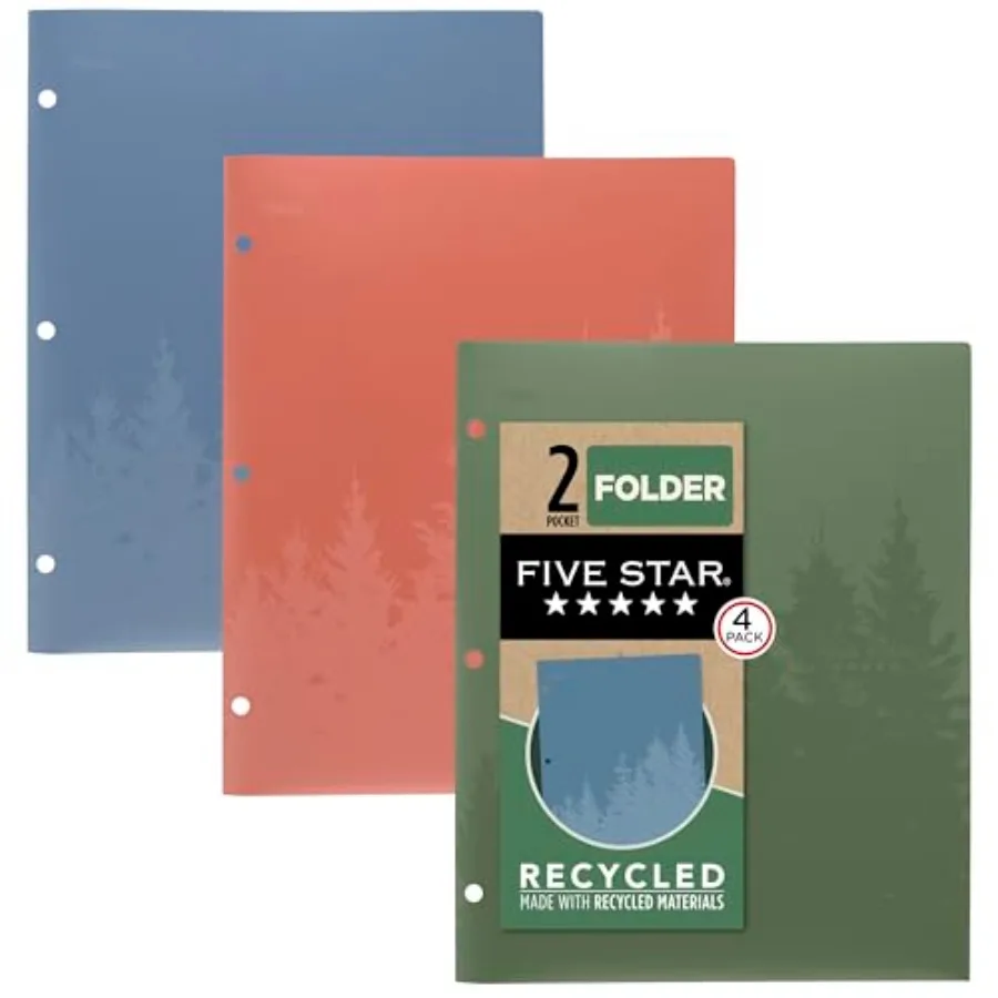 2 Pocket Folders, 4 Pack, Recycled Plastic Folders with Stay-Put Tabs and Prong Fasteners, Fits 3-Ring Binder, Holds 11" x 8-1/
2 Pocket Folders, 4 Pack, Recycled Plastic Folders with Stay-Put Tabs and Prong Fasteners, Fits 3-Ring Binder, Holds 11" x 8-1/